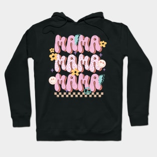 Mama groovy retro distressed design Hoodie